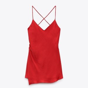 Brand new with tags size XS Zara red satin scoop back asymmetrical camisole